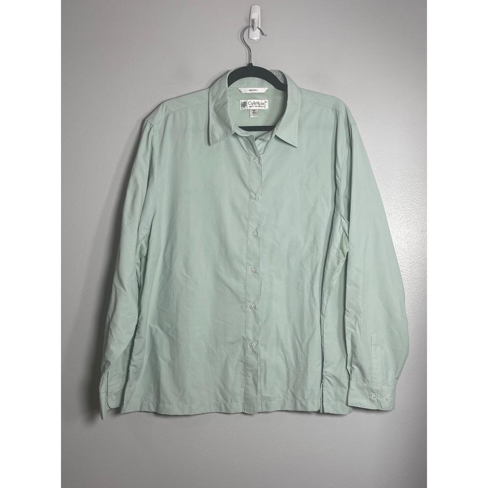 COOLIBAR Button Down Sun Shirt Mint Green Large UPF 50+ Active Gorpcore Beach